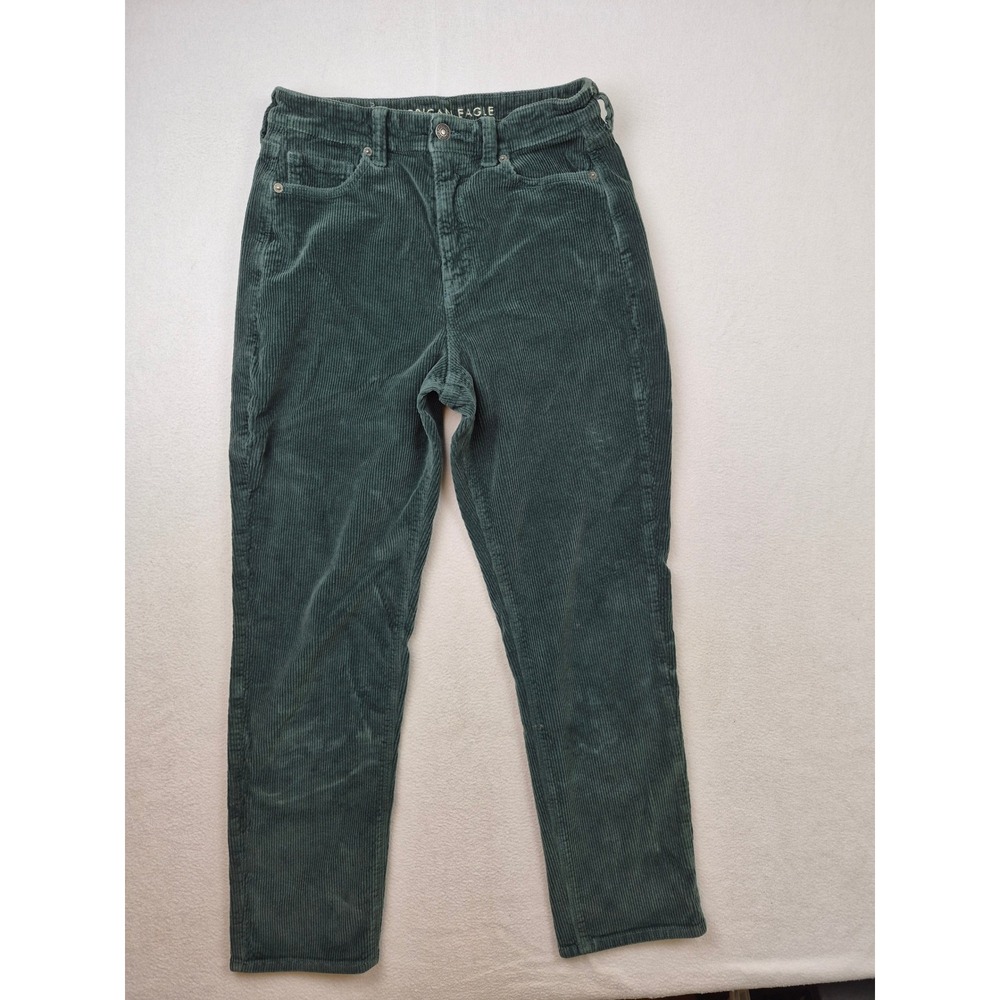 American Eagle‎ Corduroy Pants Womens 8 Green High Rise Straight Retro